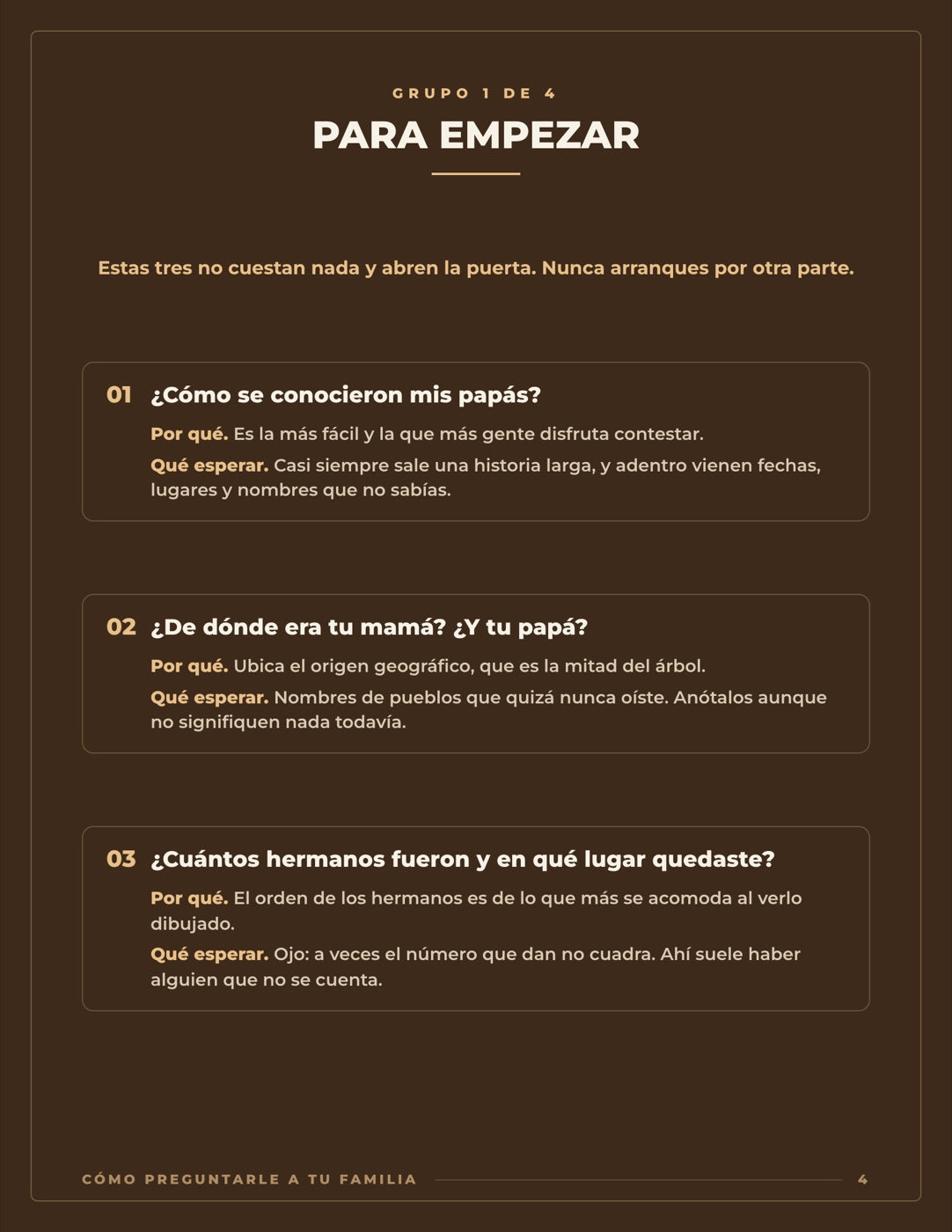 Cómo Preguntarle a tu Familia — Las 12 preguntas