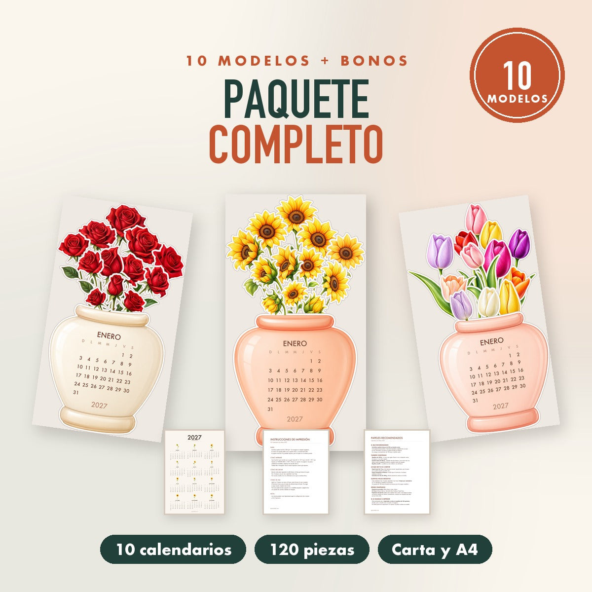 Calendarios de Mesa 2027 — Paquete Completo