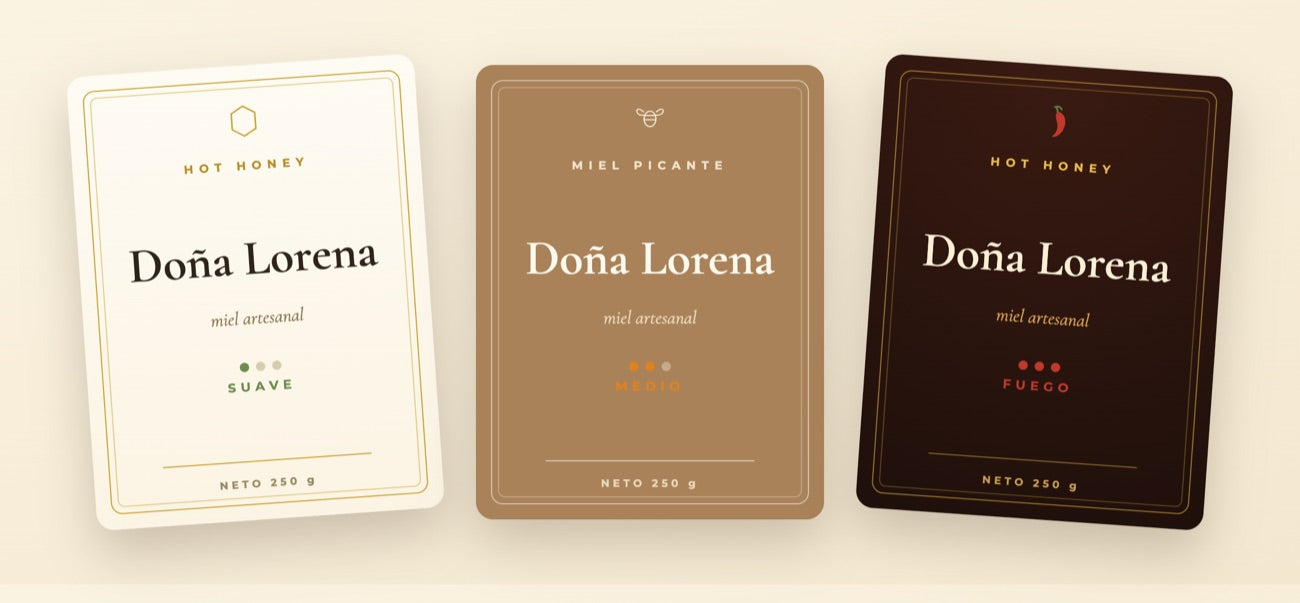 Etiquetas premium editables para tu miel picante