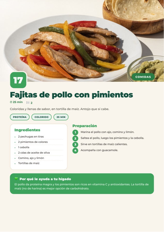Página interior del recetario