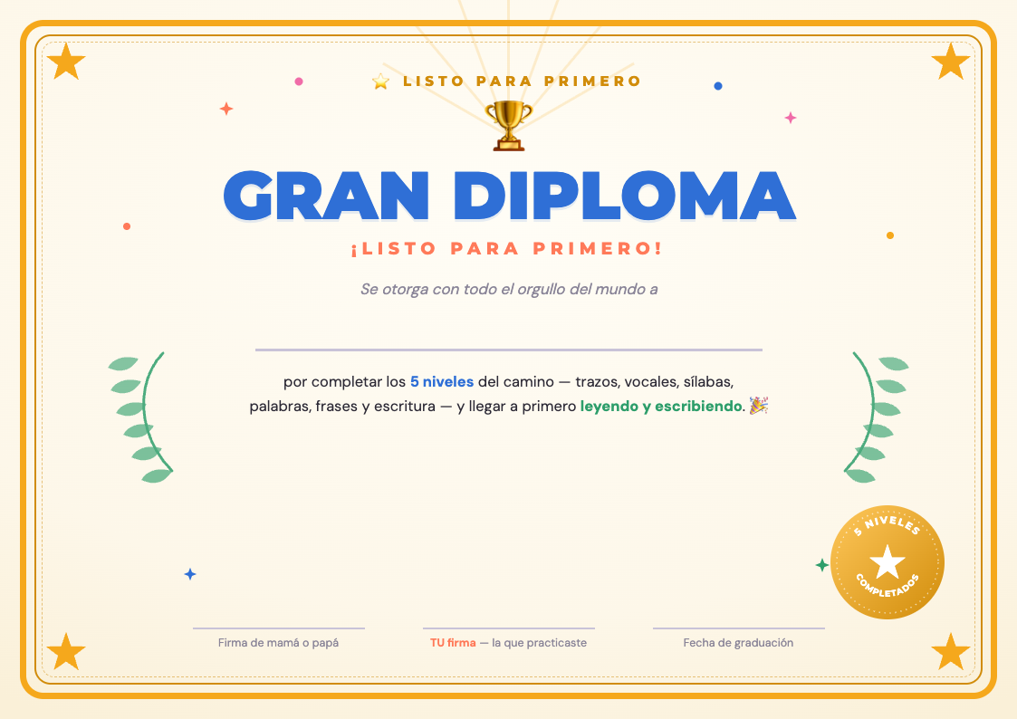 GRAN Diploma de graduación — Listo para Primero
