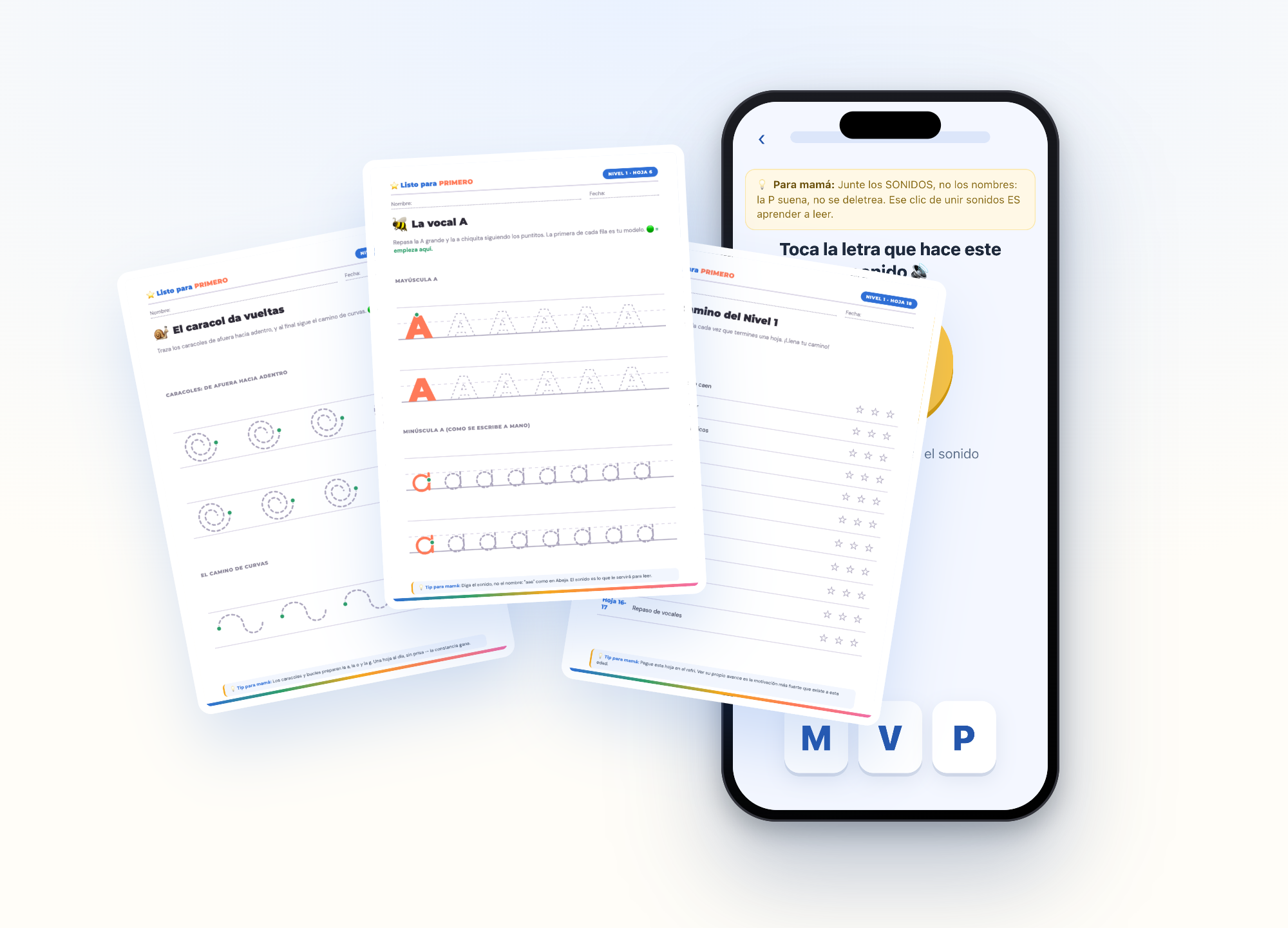 Todo lo que recibes: la app + las 225 hojas imprimibles